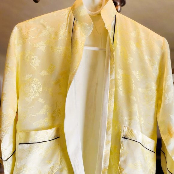 Vintage-Made Child's Japanese Sleep Set Yellow Silk - Picture 7 of 10